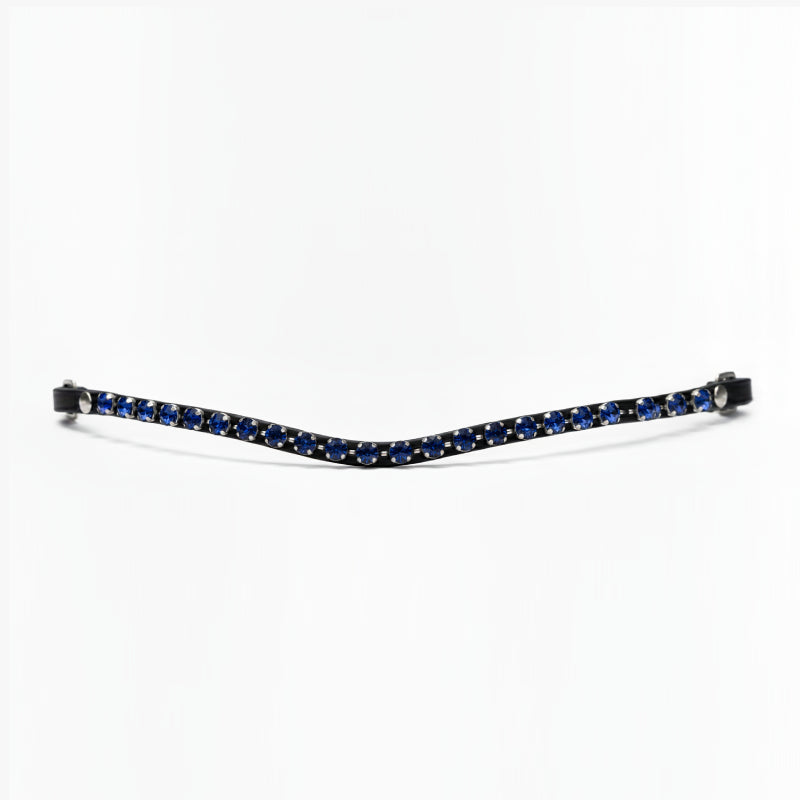 Blue Stellux Crystal Browband – Black Leather Bling | Click-On